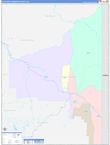 Southeast Fairbanks Borough (County), AK Wall Map